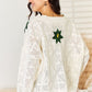 POL Cream Floral Embroidered Pattern V-Neck Sweater