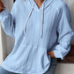 Textured Drawstring Kangaroo Pocket Hoodie