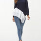 Tiered Contrast Round Neck Long Sleeve T-Shirt