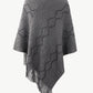 One Size Pearl Trim V-Neck Fringe Hem Poncho