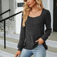 Full Size Tosha Ribbed Square Neck Long Sleeve T-Shirt