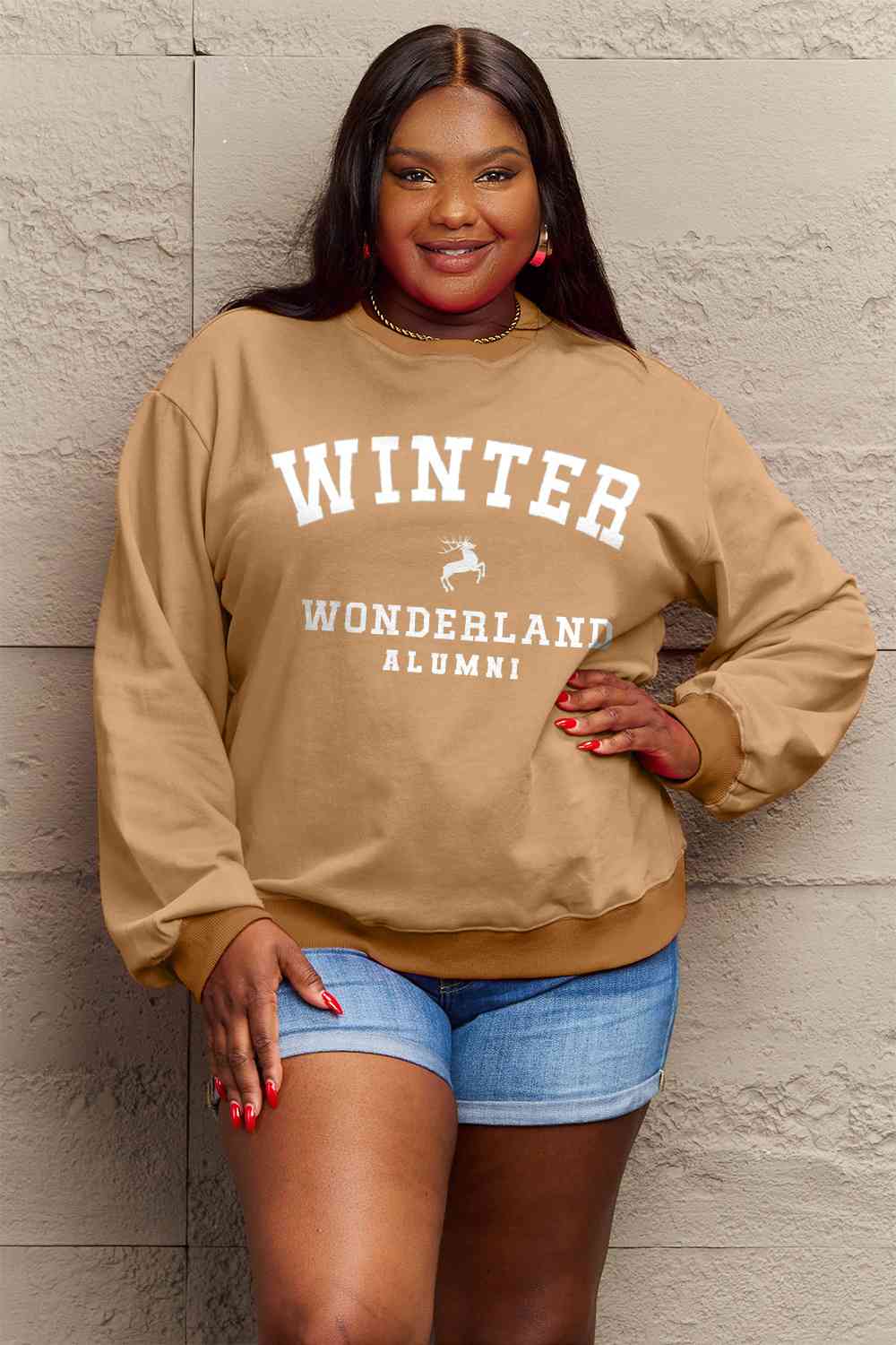 Simply Love Full Size WINTER WONDERLAND ALUMNI Graphic CHRISTMAS Long Sleeve Sweatshirt