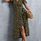 Full Size Floral Surplice Neck Tied Midi Dress