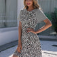 SO SASSY Leopard Round Neck Short Sleeve Mini Dress