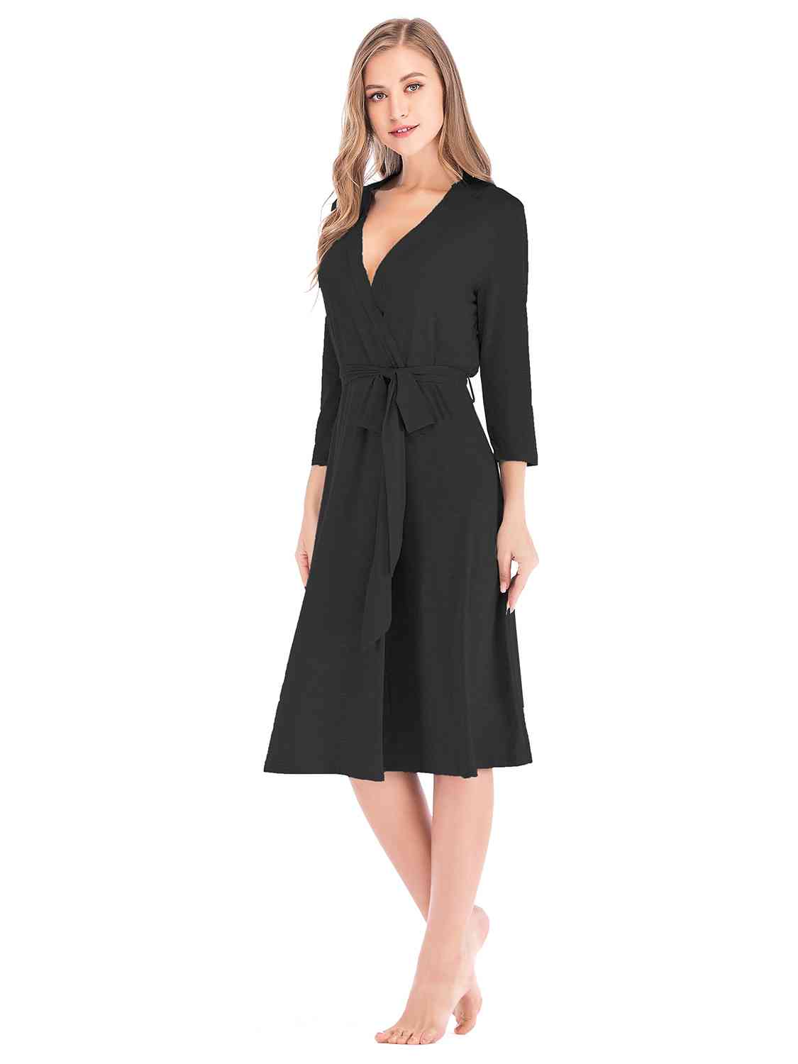 Full Size Plunge Tie Front Night Dress