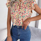 Floral Tie Neck Flutter Sleeve Blouse