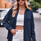 Full Size Dropped Shoulder Longline Shirt with Pockets