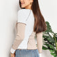 Double Take Khaki Color Block Exposed Seam Top