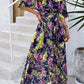 Printed Tied Half Sleeve Slit Dress