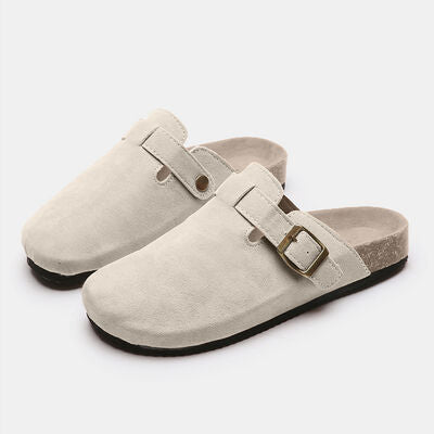 Suede Shoe Closed Toe Buckle Slides