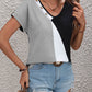 Women's Bryony Color Block Decorative Button V-Neck Tee