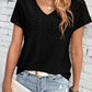 Eyelet V-Neck Short Sleeve T-Shirt