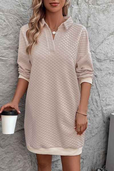 Women's SoDreamy Dusty Pink Johnny Collar Dropped Shoulder Dress