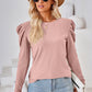 Round Neck Puff Sleeve Blouse