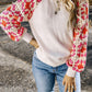 Flower Element Openwork Round Neck Sweater
