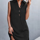 Women's Buttoned Johnny Collar Sleeveless Dress
