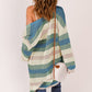 Full Size Striped Long Sleeve Openwork Cardigan