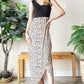 Heimish Full Size Slit Animal Print V-Neck Wide Strap Khaki Black Dress