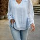 Swiss Dot Smocked Shoulder Blouse