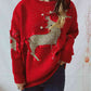 Christmas Reindeer Round Neck Long Sleeve Sweater