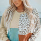 Full Size Color Block Leopard Round Neck Sweatshirt