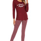 DEER Graphic Round Neck Top and Striped Pants Set