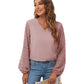 Full Size Swiss Dot Balloon Sleeve Blouse
