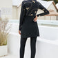 Printed Turtleneck Long Sleeve Top and Pants Swim Set