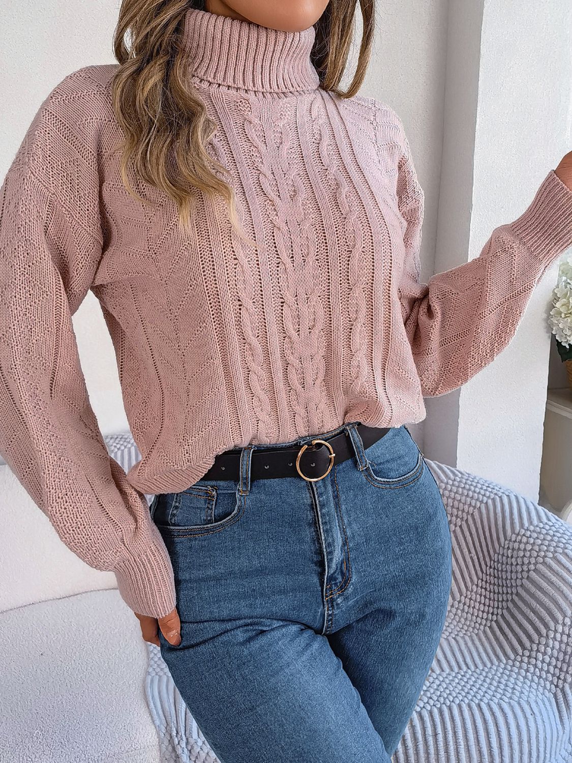 Hannah Lea Cable-Knit Turtleneck Sweater 🦋