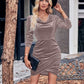 Women's Lucetta Glitter Ruched Cowl Neck Wrap Dress