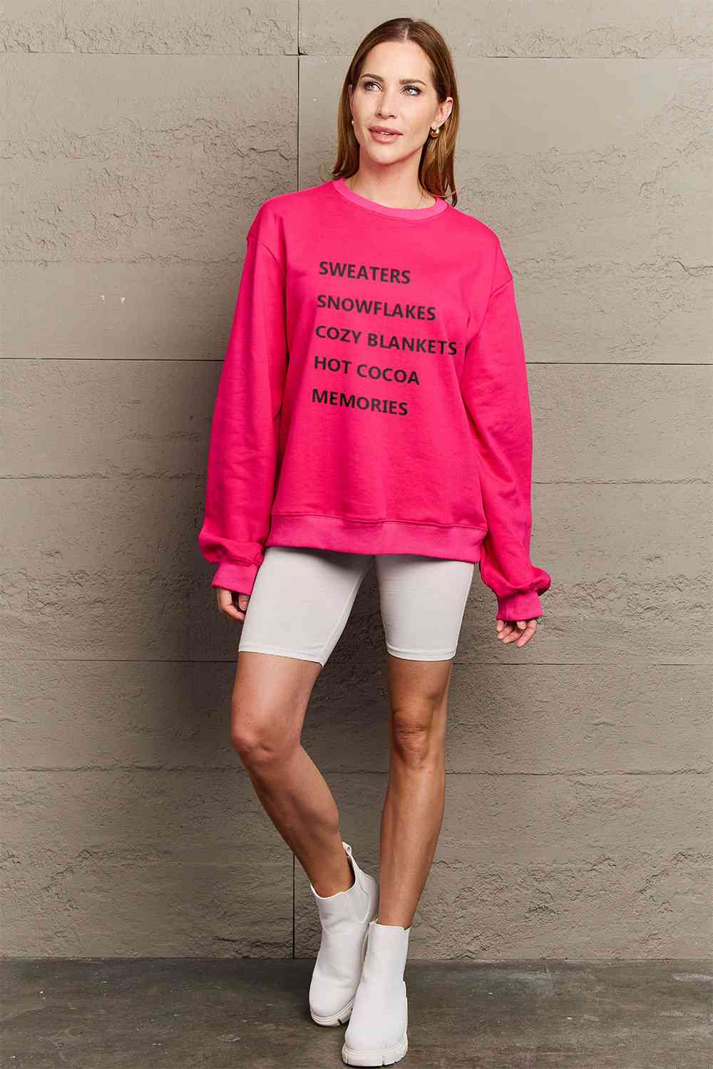 Simply Love SEASONAL Full Size Letter Graphic Round Neck Sweatshirt