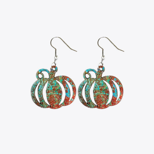 Wooden PUMPKIN Dangle Earrings