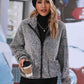Josephine Charcoal Zip-Up Collared Jacket with Pockets