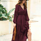 Amelia Tie Neck Long Sleeve Midi Tiered Dress