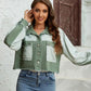 Color Block Crop Jacket with Pockets