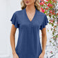 V-Neck Flutter Sleeve T-Shirt