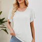 Smocked Round Neck Flutter Sleeve T-Shirt