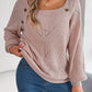 Openwork Buttoned Square Neck Sweater