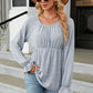 Round Neck Flounce Sleeve Blouse