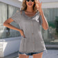 Decorative Button Round Neck Cold Shoulder T-Shirt