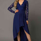 Full Size Lace High-Low V-Neck Dress