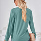 Square Neck Ruched Long Sleeve Blouse