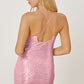 Women's DentaCosmo Sequin Spaghetti Strap Mini Wrap Dress