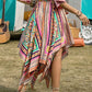 Printed High Waist Handkerchief Hem Skirt