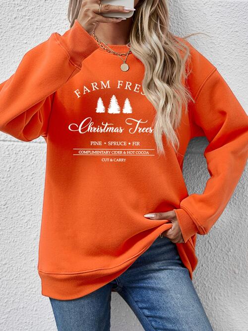 CHRISTMAS Graphic Round Neck Dropped Shoulder Sweatshirt