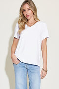 Basic Bae Full Size V-Neck High-Low T-Shirt *