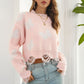 NatashaJay Printed Round Neck Ribbed Long Sleeve Sweater 🦋