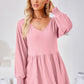 Full Size V-Neck Lantern Sleeve Blouse