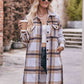 Full Size Plaid Dropped Shoulder Longline Jacket
