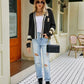 Contrast Button Up Dropped Shoulder Cardigan
